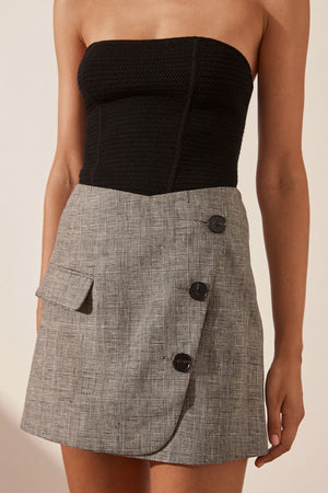 Shona Joy - Birilla Asymmetrical Button Mini Skirt in Ash