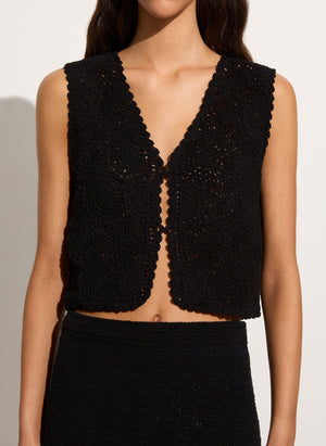 Faithfull The Brand - Alejandreas Handmade Crochet Vest in Black