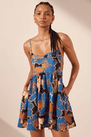 Shona Joy - Karla Low Open Back Mini Dress in Strong Blue