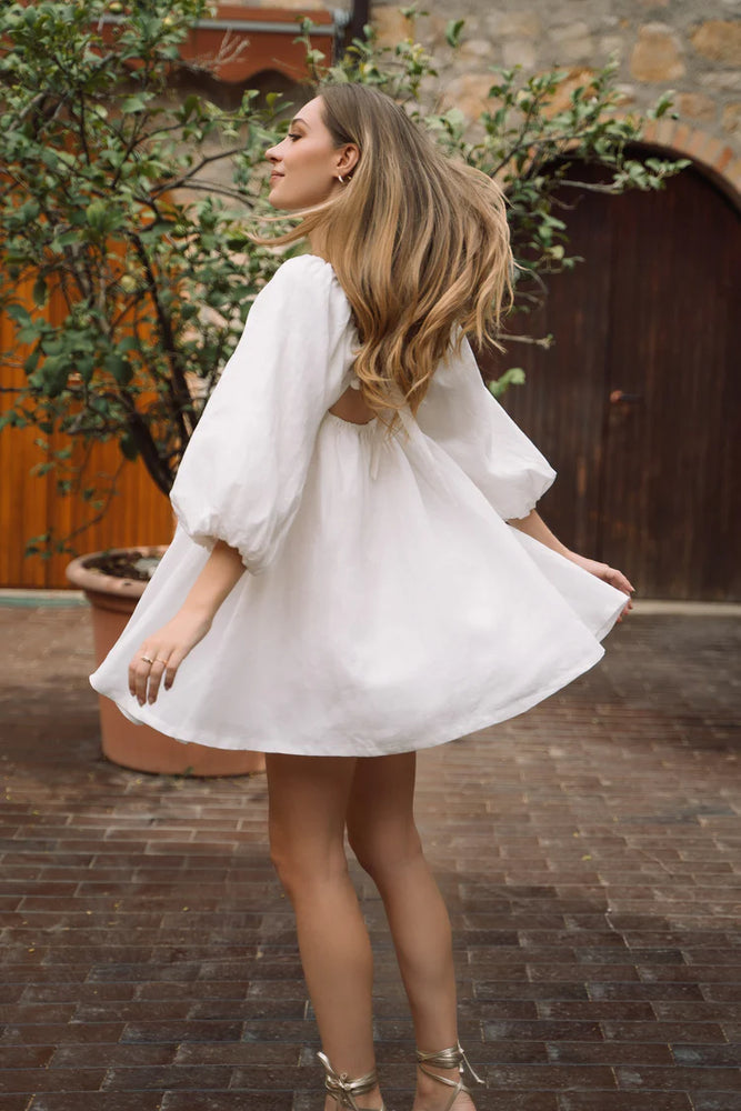 Fiamma Studio -Pacaya White Linen Mini Dress