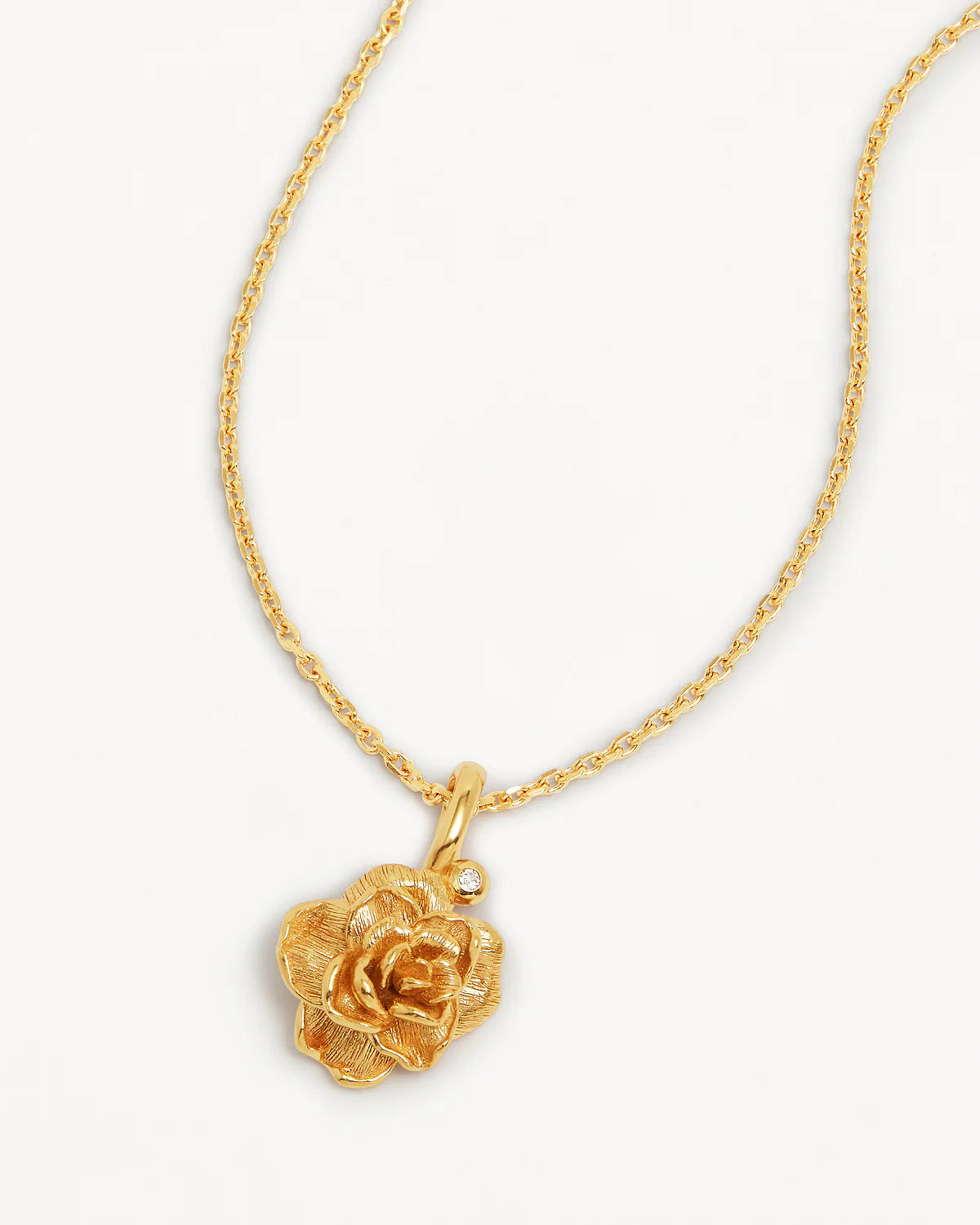 By Charlotte -  Rose June Birth Flower Necklace in Gold