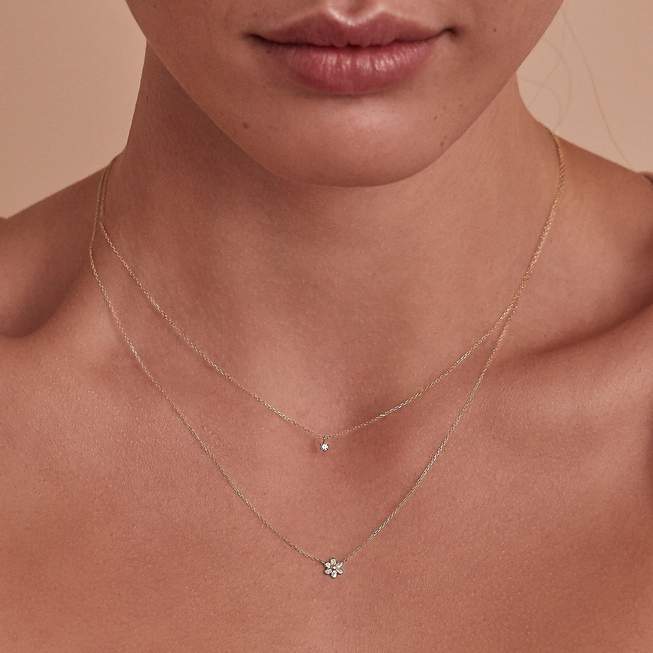 By Charlotte - 14k Gold Sweet Droplet Diamond Necklace