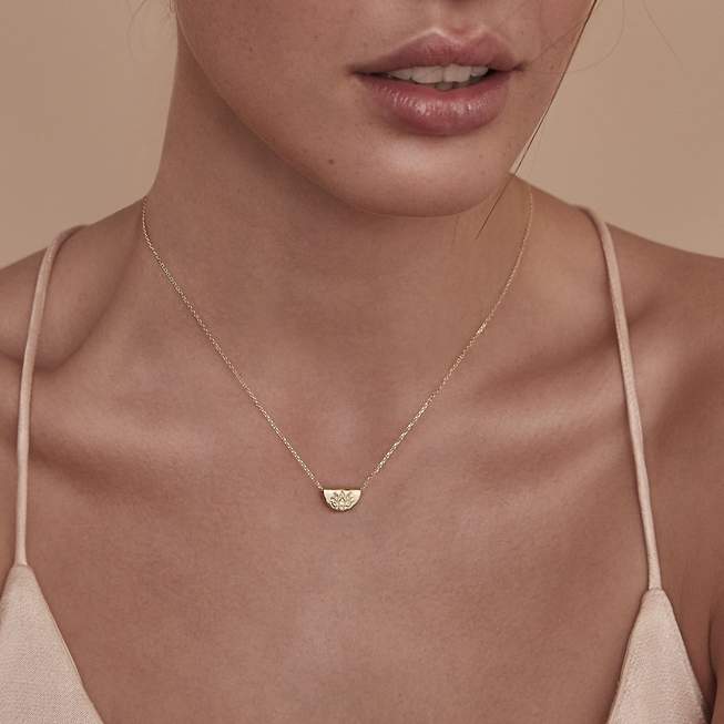 By Charlotte - 14k Gold Mini Lotus Necklace