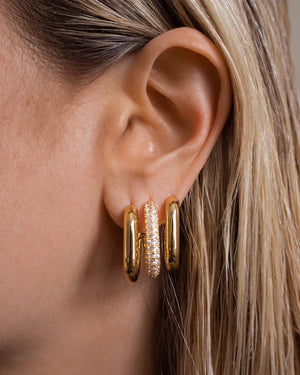 Luv Aj - XL Pave Chain Link Hoops in Gold