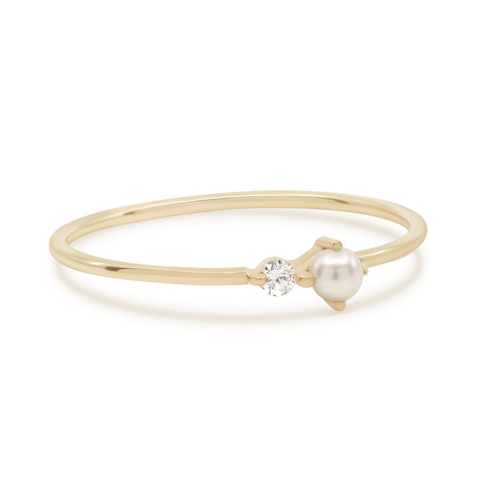 By Charlotte  -14K Solid Gold Light of The Moon Diamond Ring