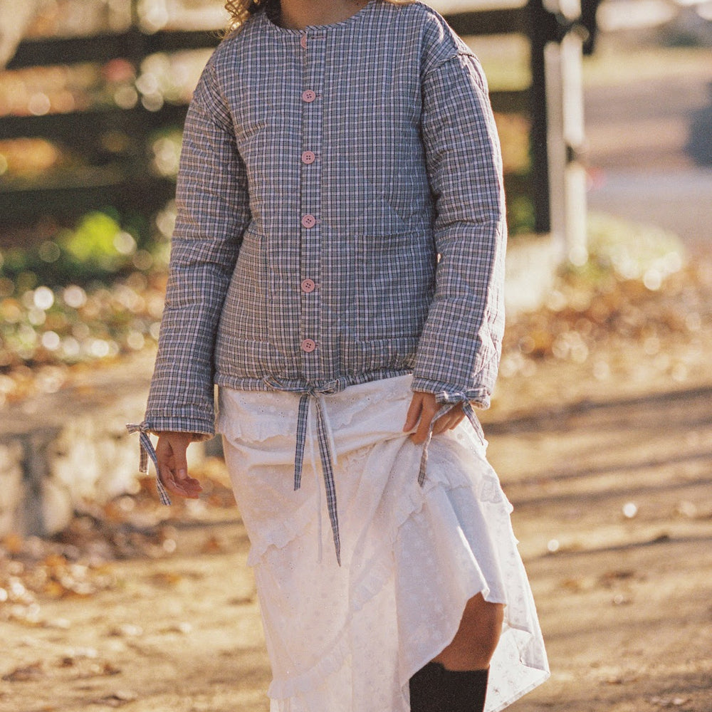 
                      
                        JUNI - Chloe Quilted Jacket in Rosebud/ Check
                      
                    