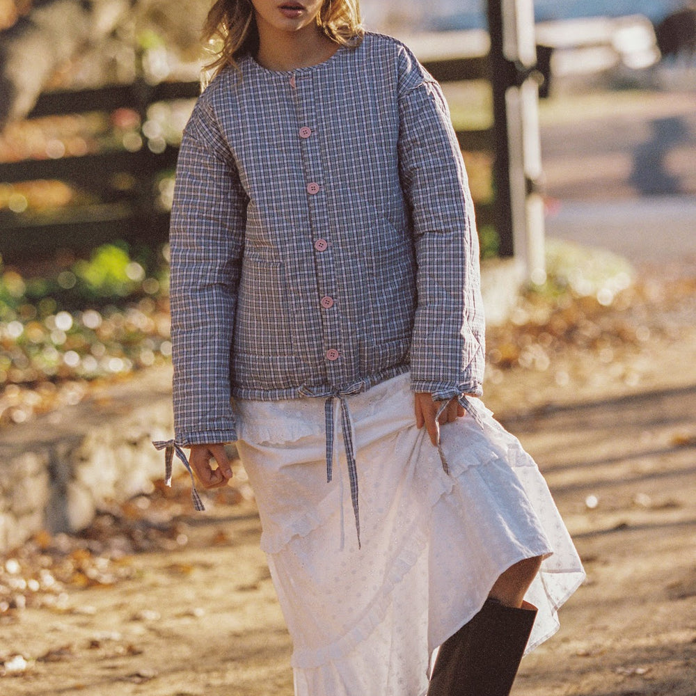 
                      
                        JUNI - Chloe Quilted Jacket in Rosebud/ Check
                      
                    