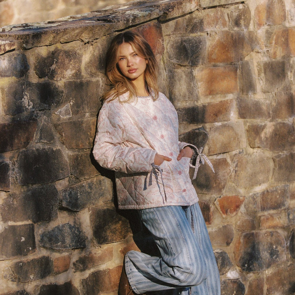 
                      
                        JUNI - Chloe Quilted Jacket in Rosebud/ Check
                      
                    