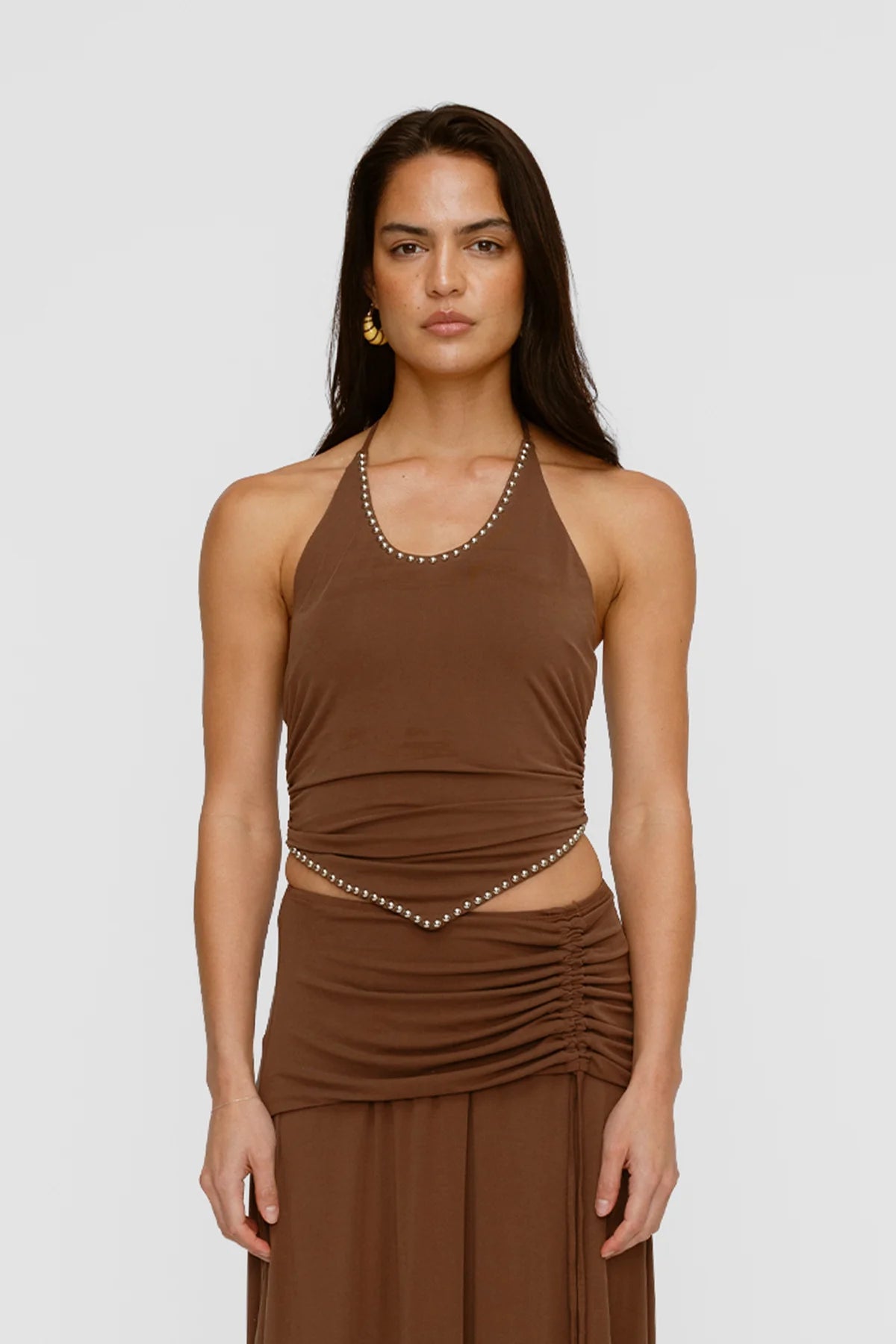 The Wolf Gang - Piero Halter Top in Chocolate