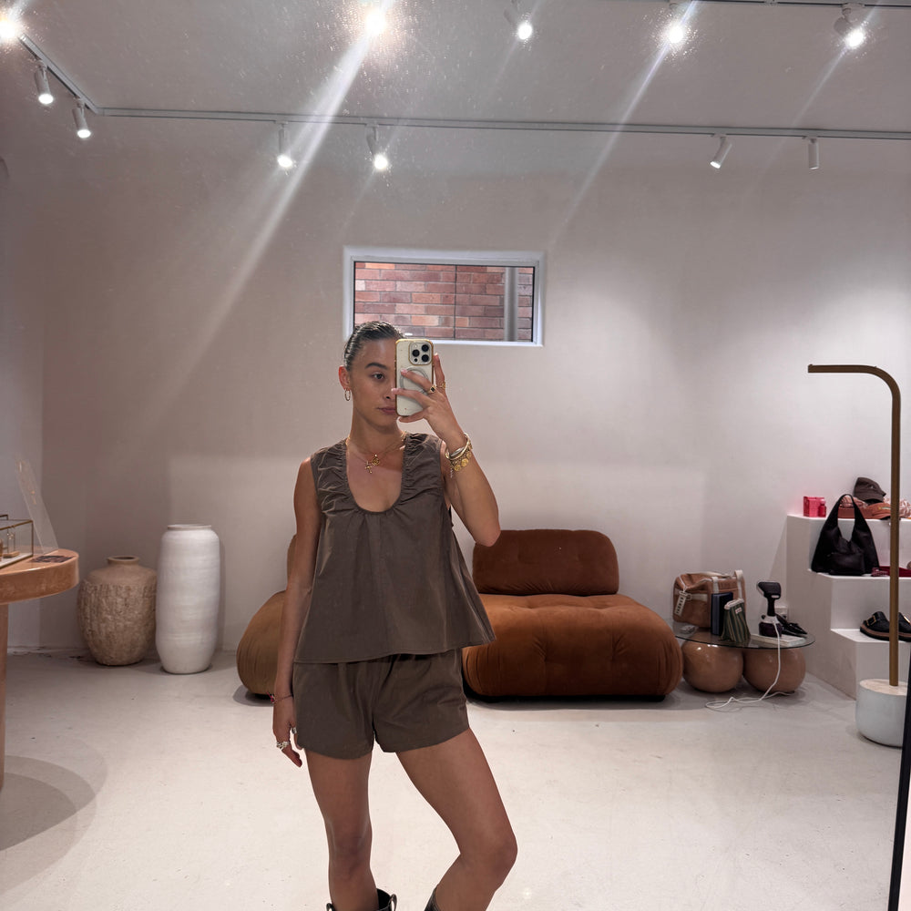 Emte - Poplin Top in Chocolate