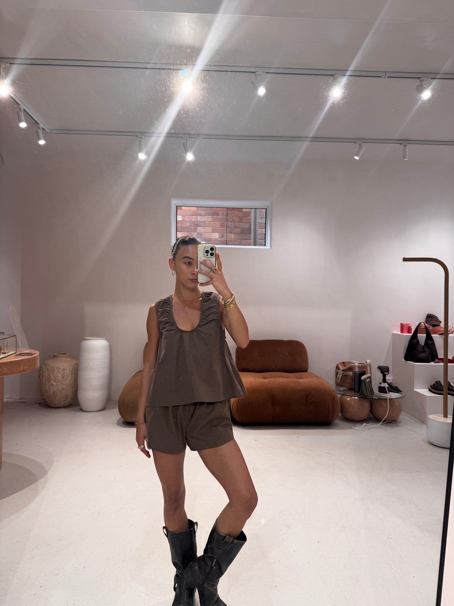 Emte - Poplin Top in Chocolate