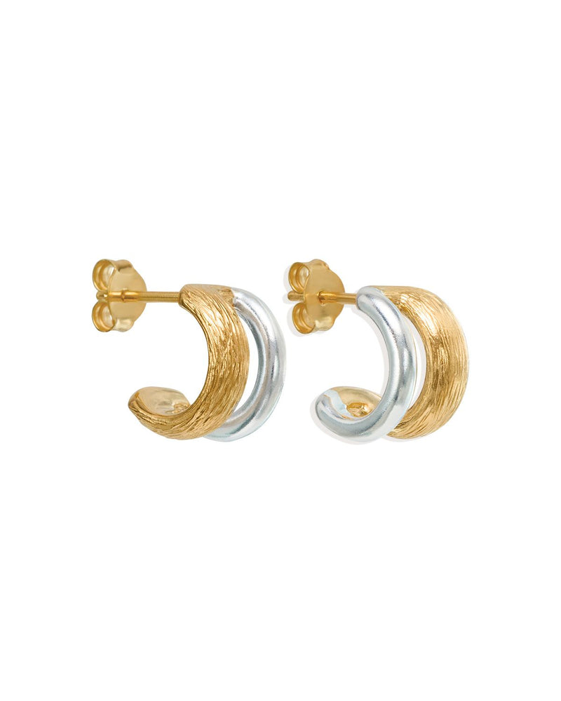By Charlotte - Two-Tone Shield Hoops in Gold