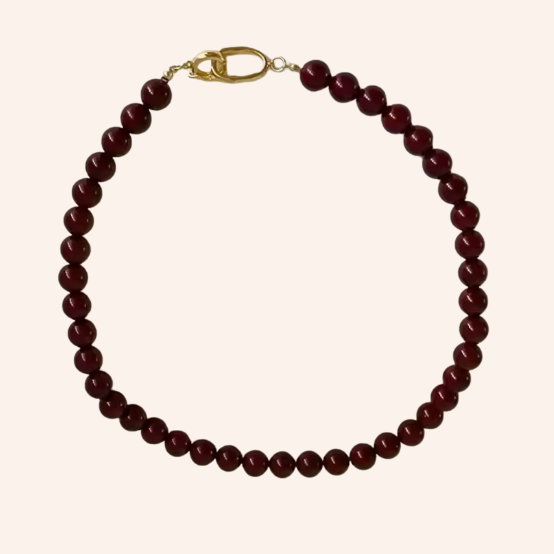 We Are Emte - Scarlet Beaded Necklace in Burgundy