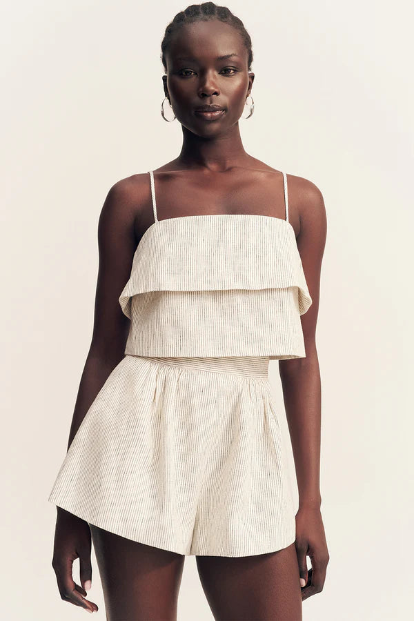 Shona Joy - Alto High Waisted Short in White Pinstripe