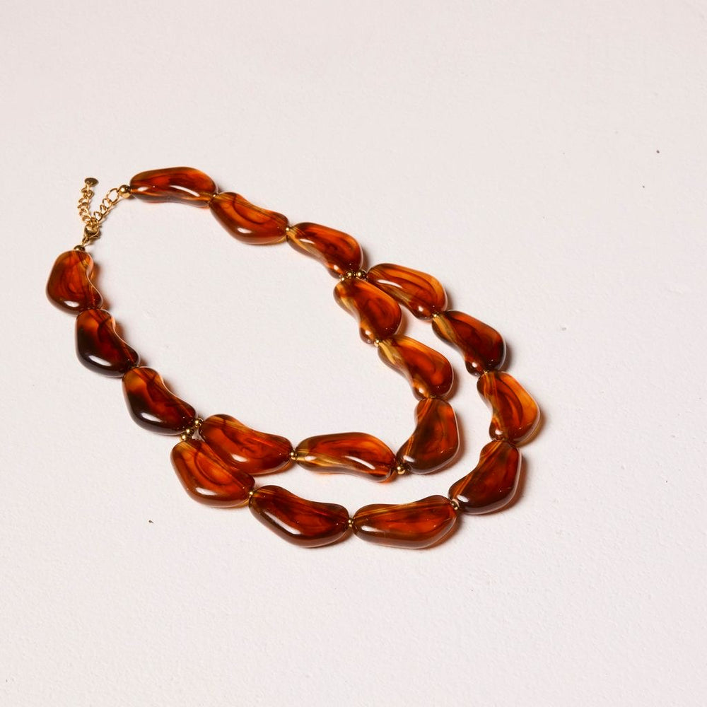 We Are Emte - The Resin Necklace Double Layered Necklace in Amber