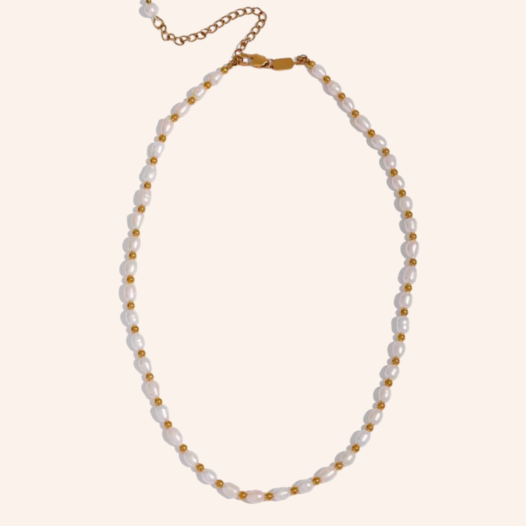 We Are Emte - Perline Necklace in Pearl + 18k Gold Plated