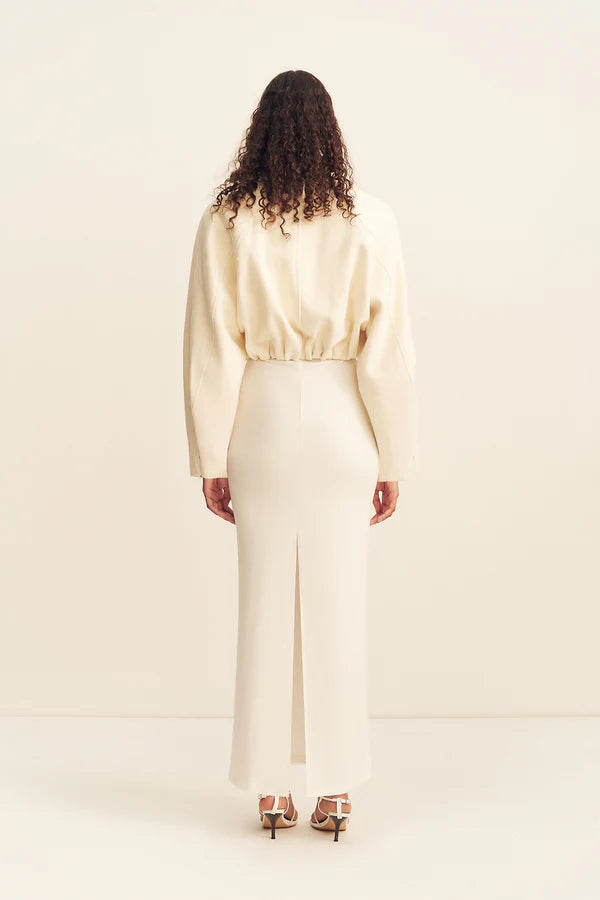 Shona Joy - Crosby Cropped Bomber Jacket in Ivory
