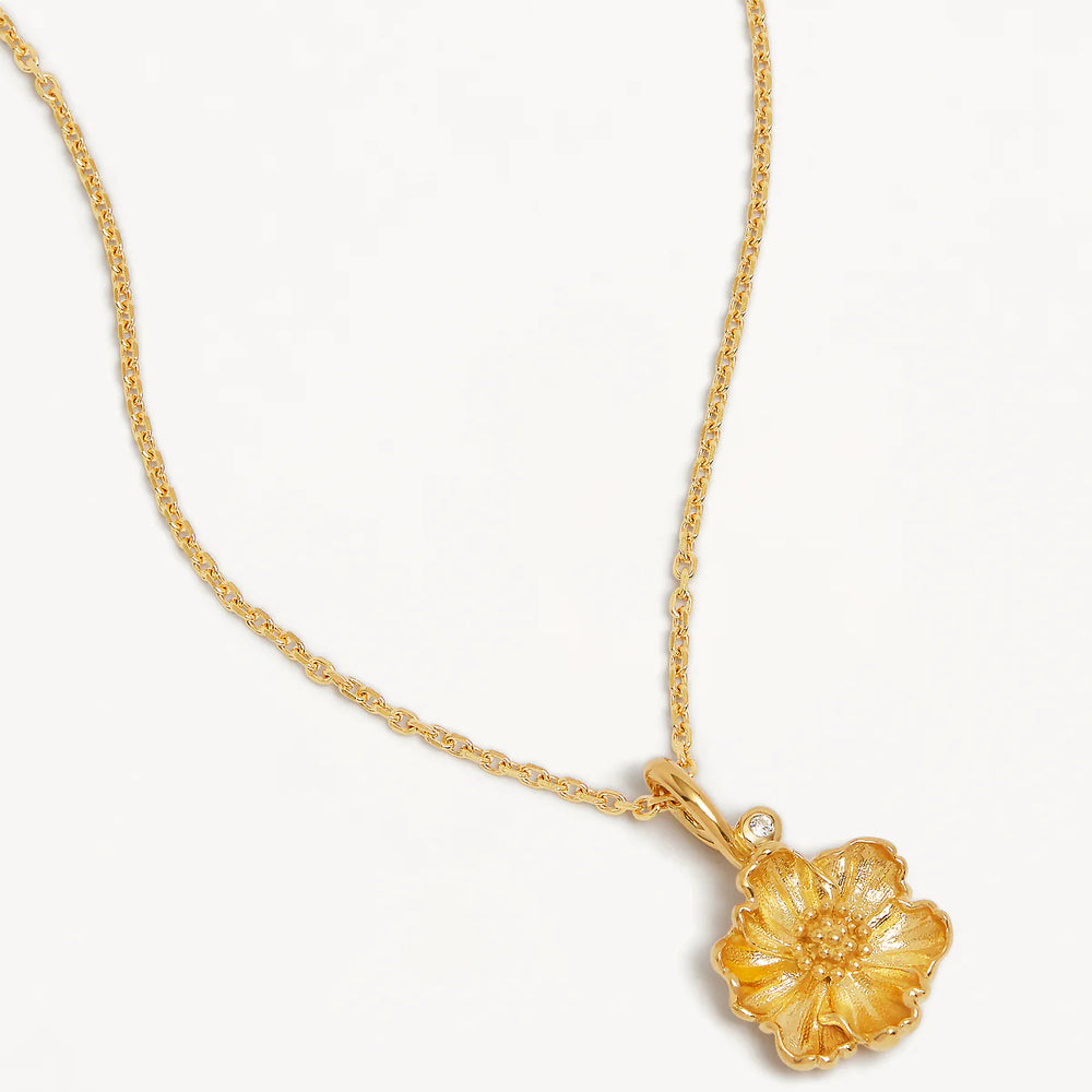 By Charlotte -  Poppy August Birth Flower Necklace in Gold