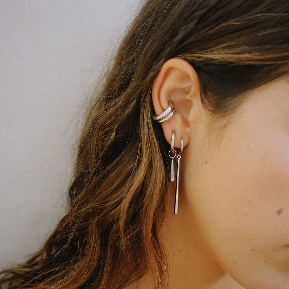 Margaux Lee - Droplet Hoops in Silver