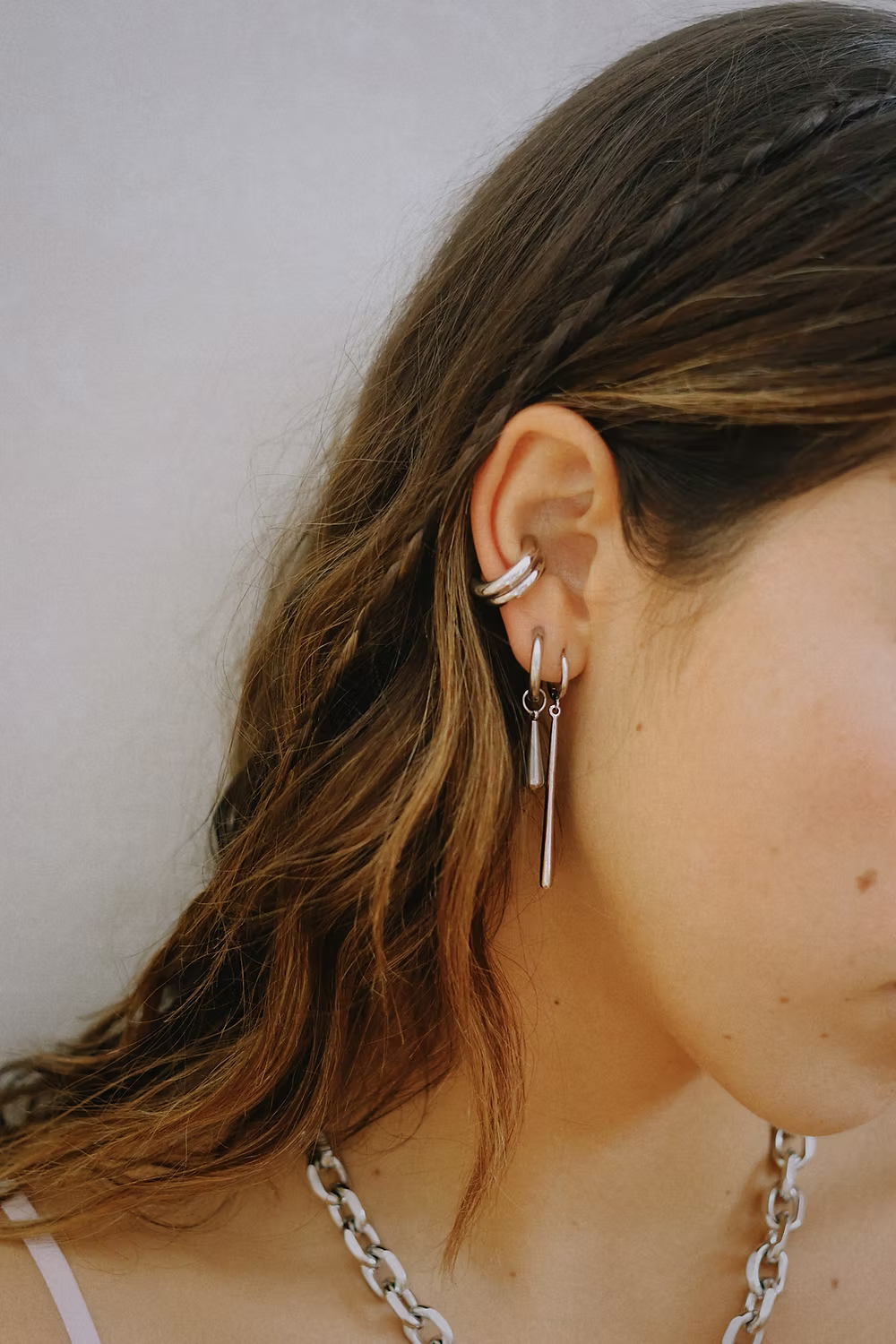 Margaux Lee - Droplet Hoops in Silver