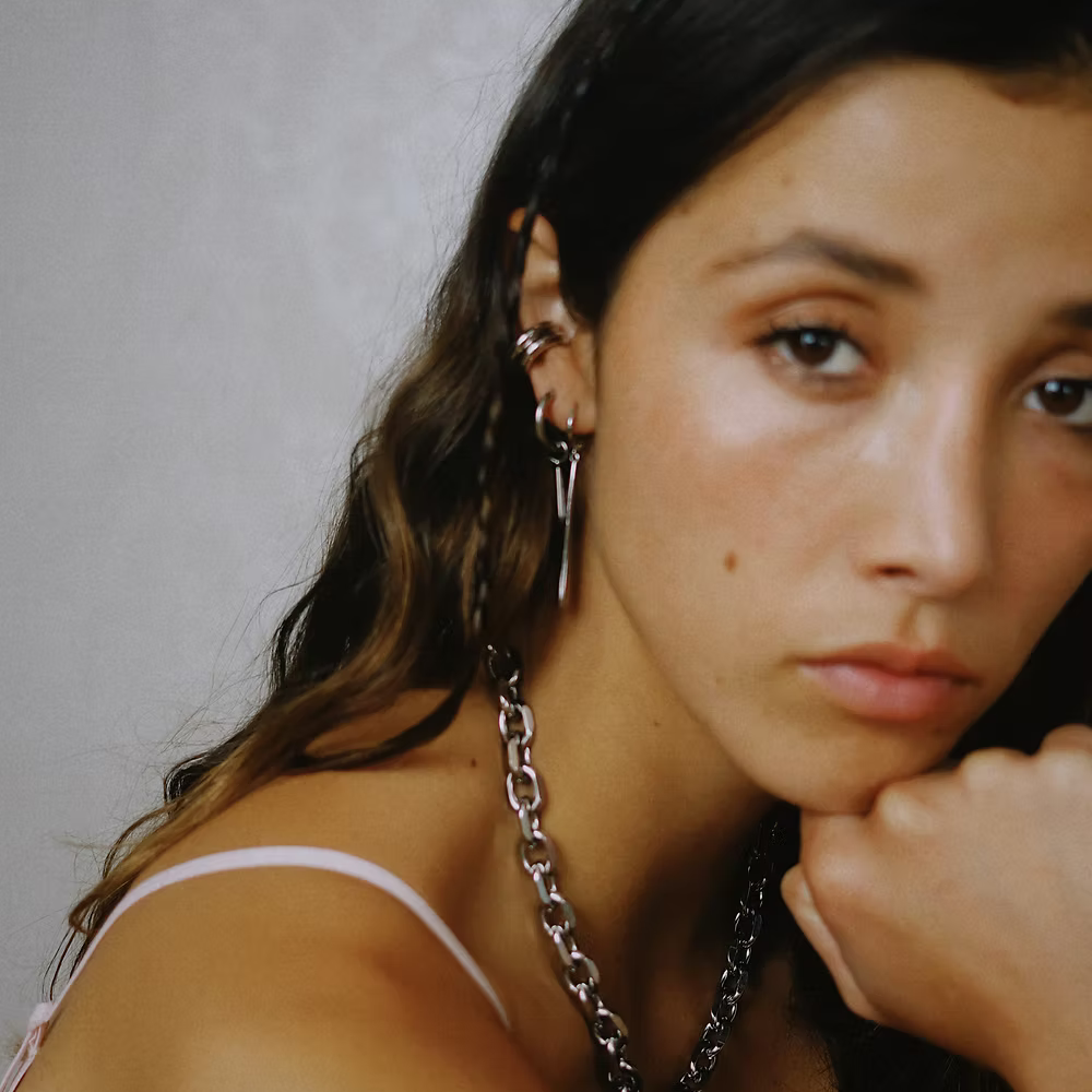 
                      
                        Margaux Lee - Droplet Hoops in Silver
                      
                    