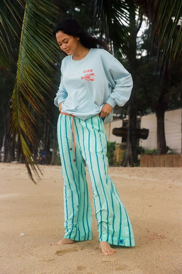 Ciao Ciao Vacation - Crystal Blue Stripe Wide Issimo Pant