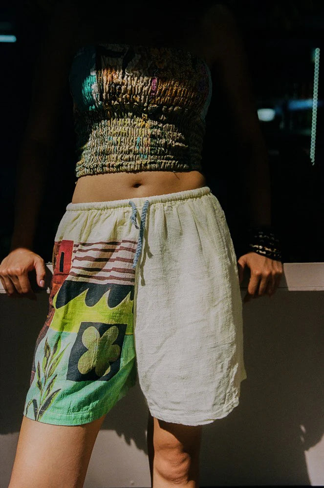 Ciao Ciao Vacation - Spice Collage Riley Short in Yellow Multi