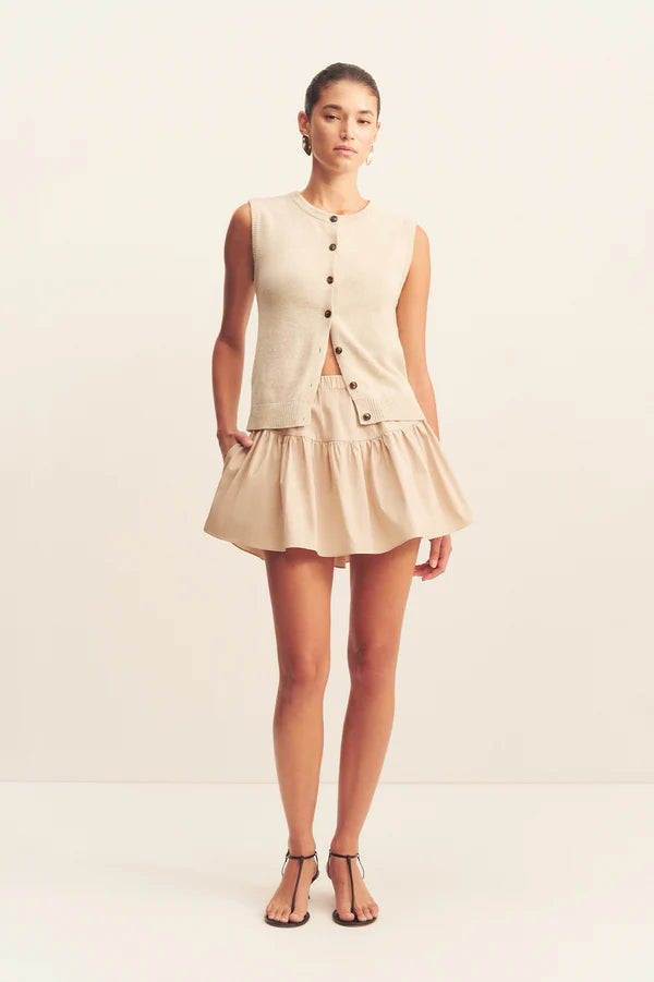 Shona Joy - Campbell Tiered Mini Skirt in Oat Milk