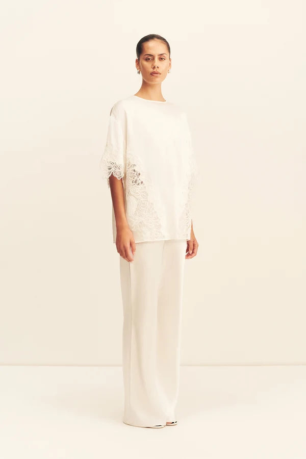 Shona Joy - Eniko Lace T-Shirt in Ivory