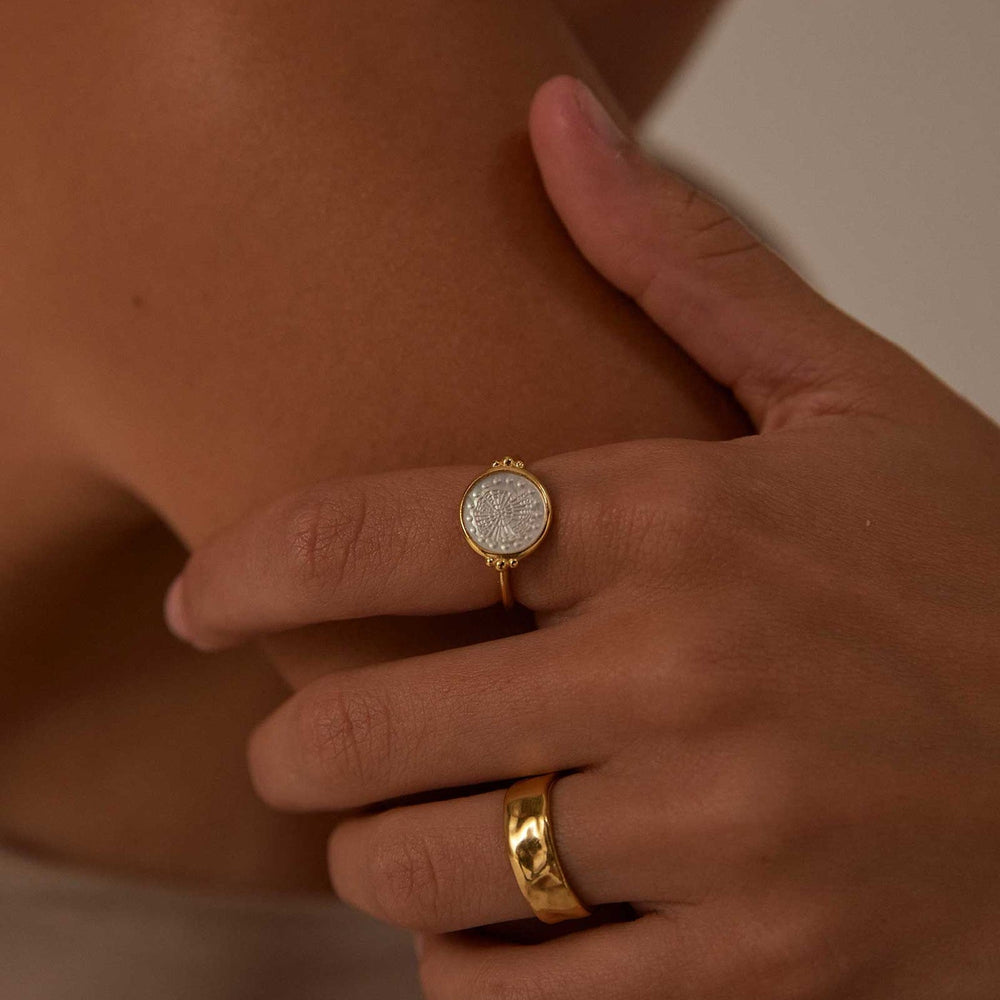 Kirstin Ash - Fossil Shell Ring in Gold