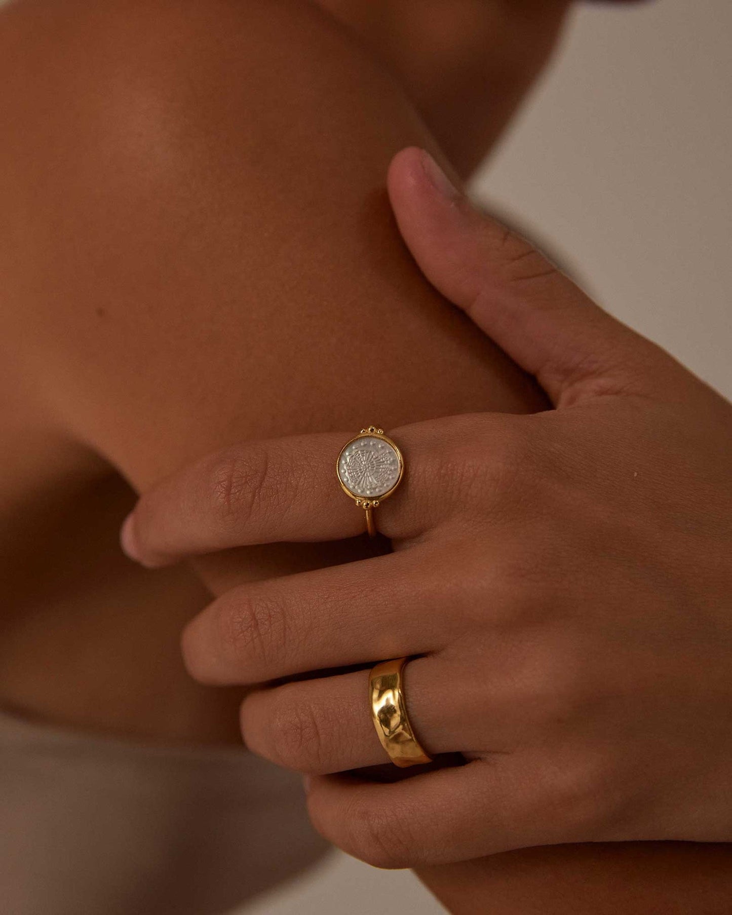 Kirstin Ash - Fossil Shell Ring in Gold