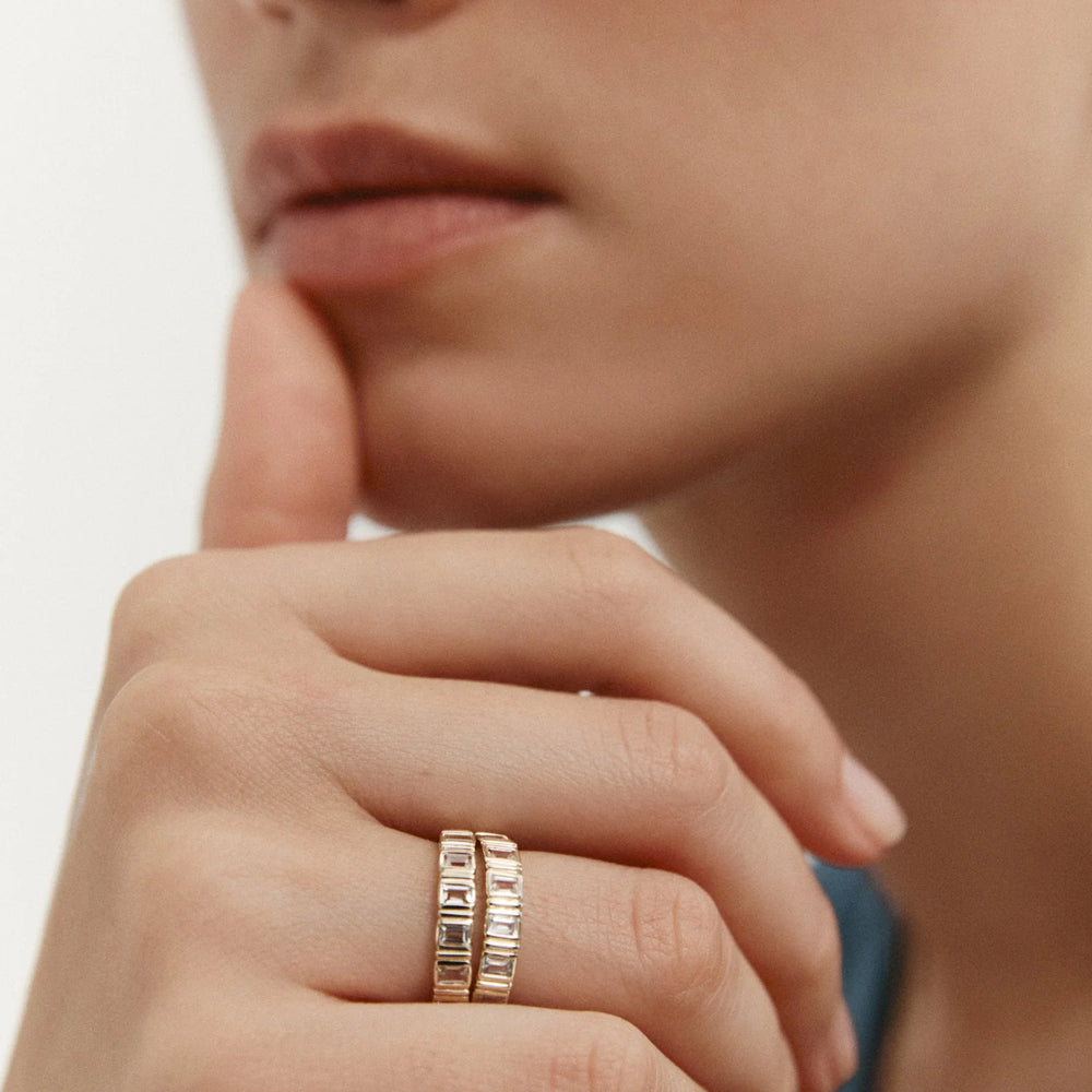 Kirstin Ash - Elysium Baguette Sapphire Ring in 9k Solid Gold