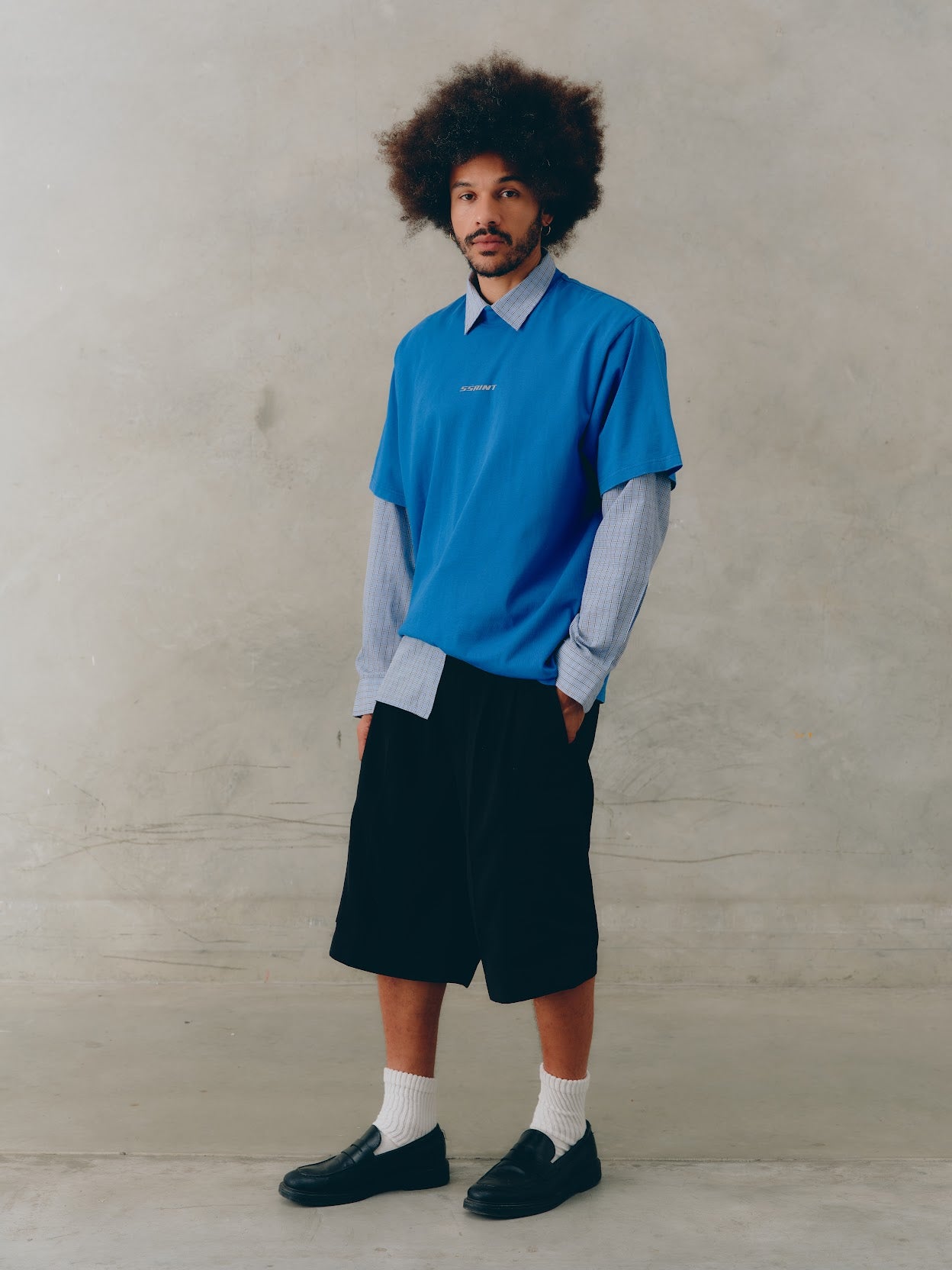 PREORDER SSAINT - Reflective Logo Tee in Dark Blue