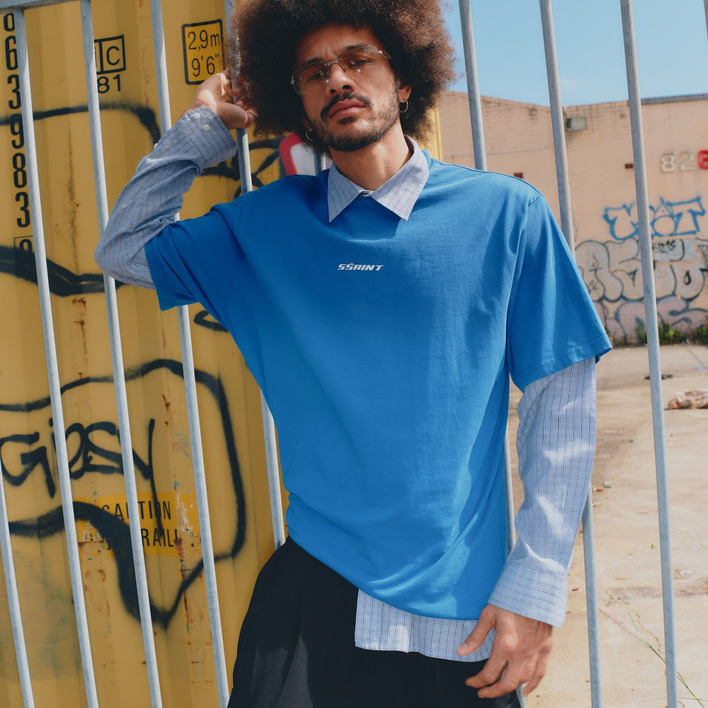 PREORDER SSAINT - Reflective Logo Tee in Dark Blue