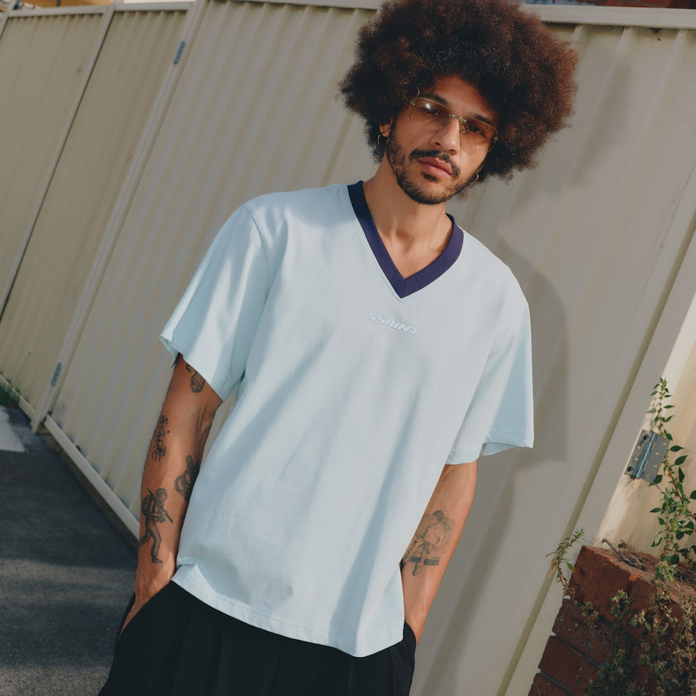 PREORDER SSAINT - Reflective V Neck Tee in Mint