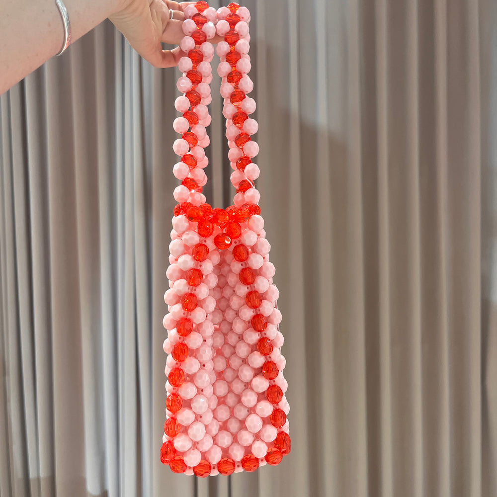 
                      
                        We Are Emte - Lola Beaded Bag (large) in Strawberry
                      
                    