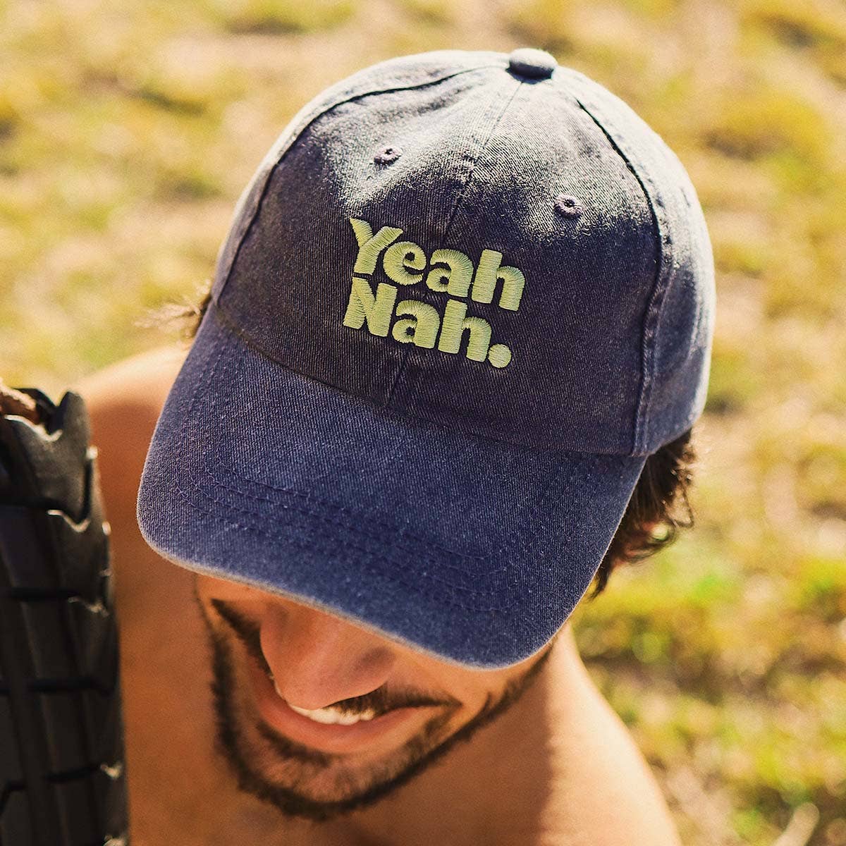 Yeah Nah Cotton Cap in Navy: Navy / OS