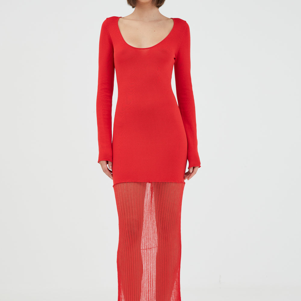 Third Form - Rewind Knit Maxi Dress in Cherry Tomato
