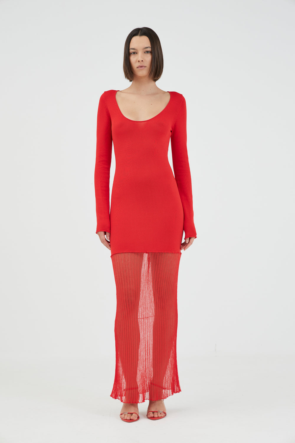 Third Form - Rewind Knit Maxi Dress in Cherry Tomato