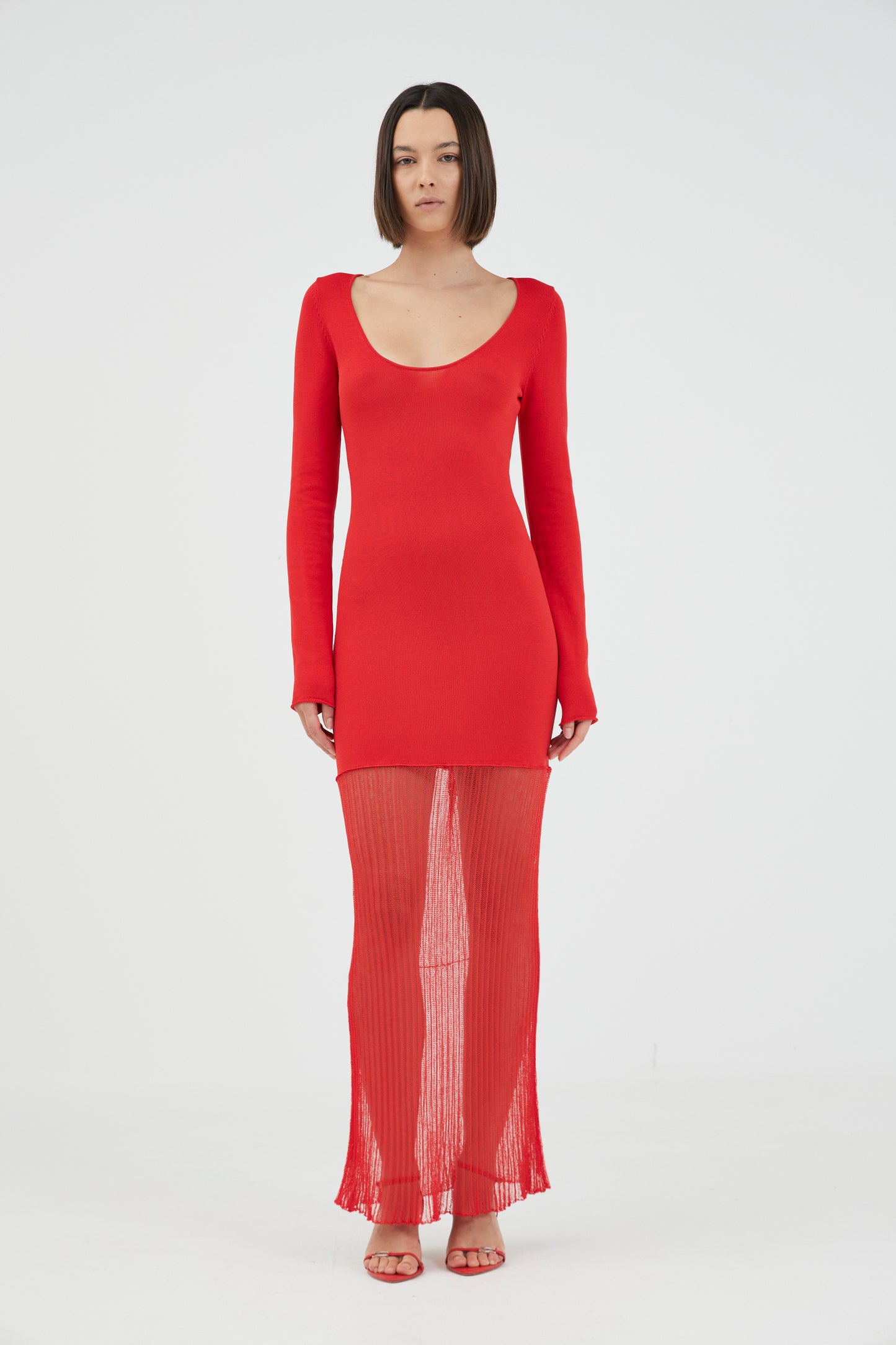 Third Form - Rewind Knit Maxi Dress in Cherry Tomato