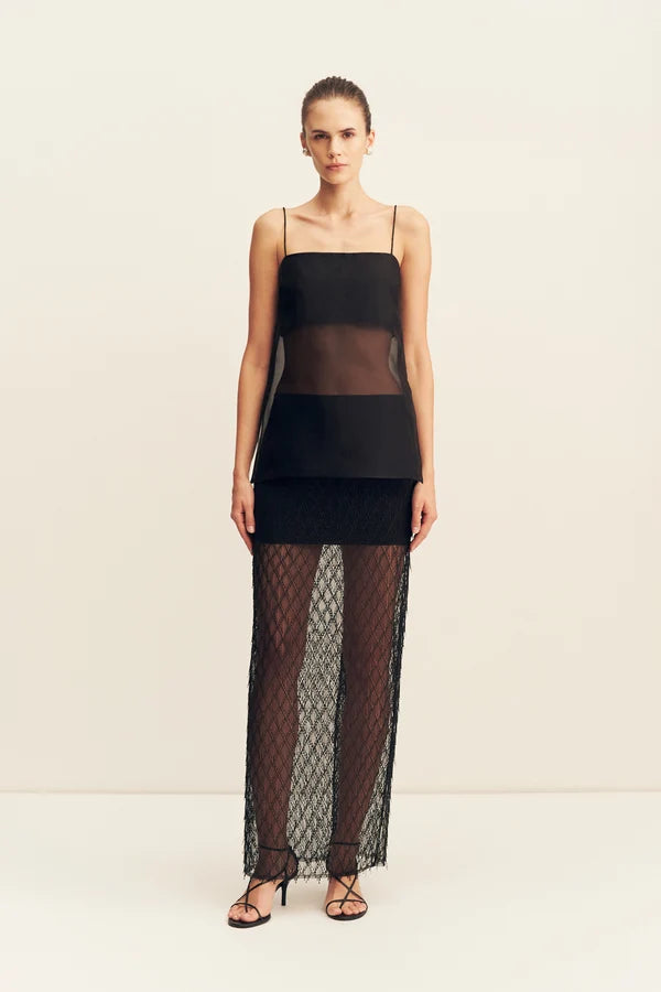 Shona Joy - Talitha Fringe Maxi Skirt in Liquorice