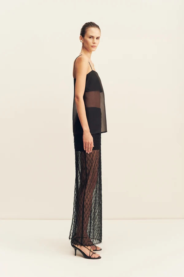 Shona Joy - Talitha Fringe Maxi Skirt in Liquorice