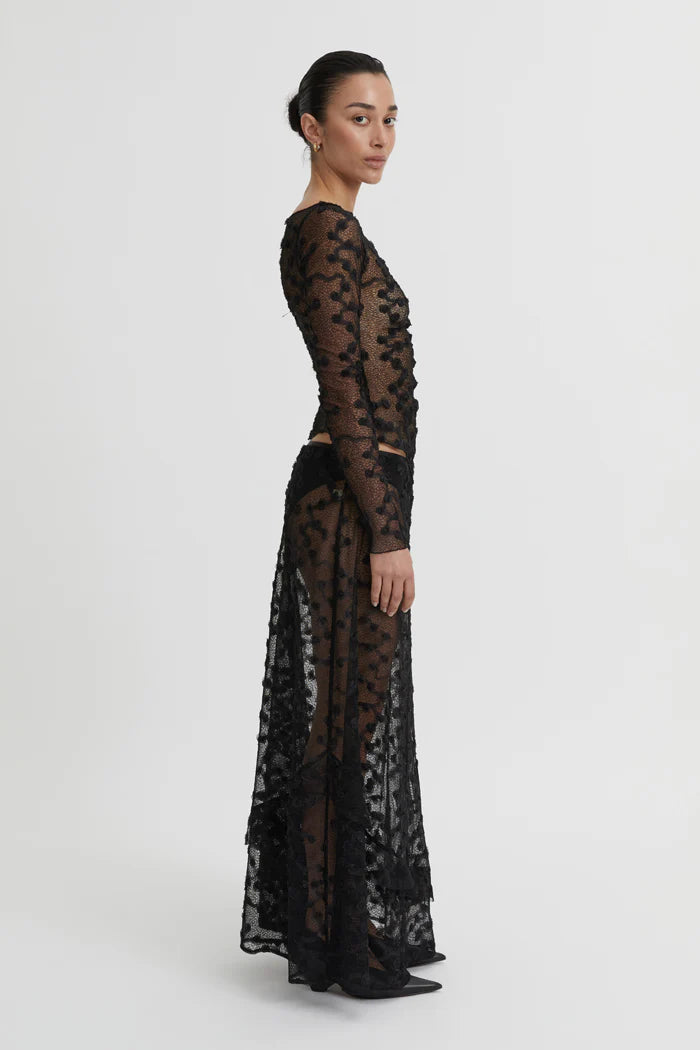 Blanca - Delphina Lace Maxi Skirt in Black