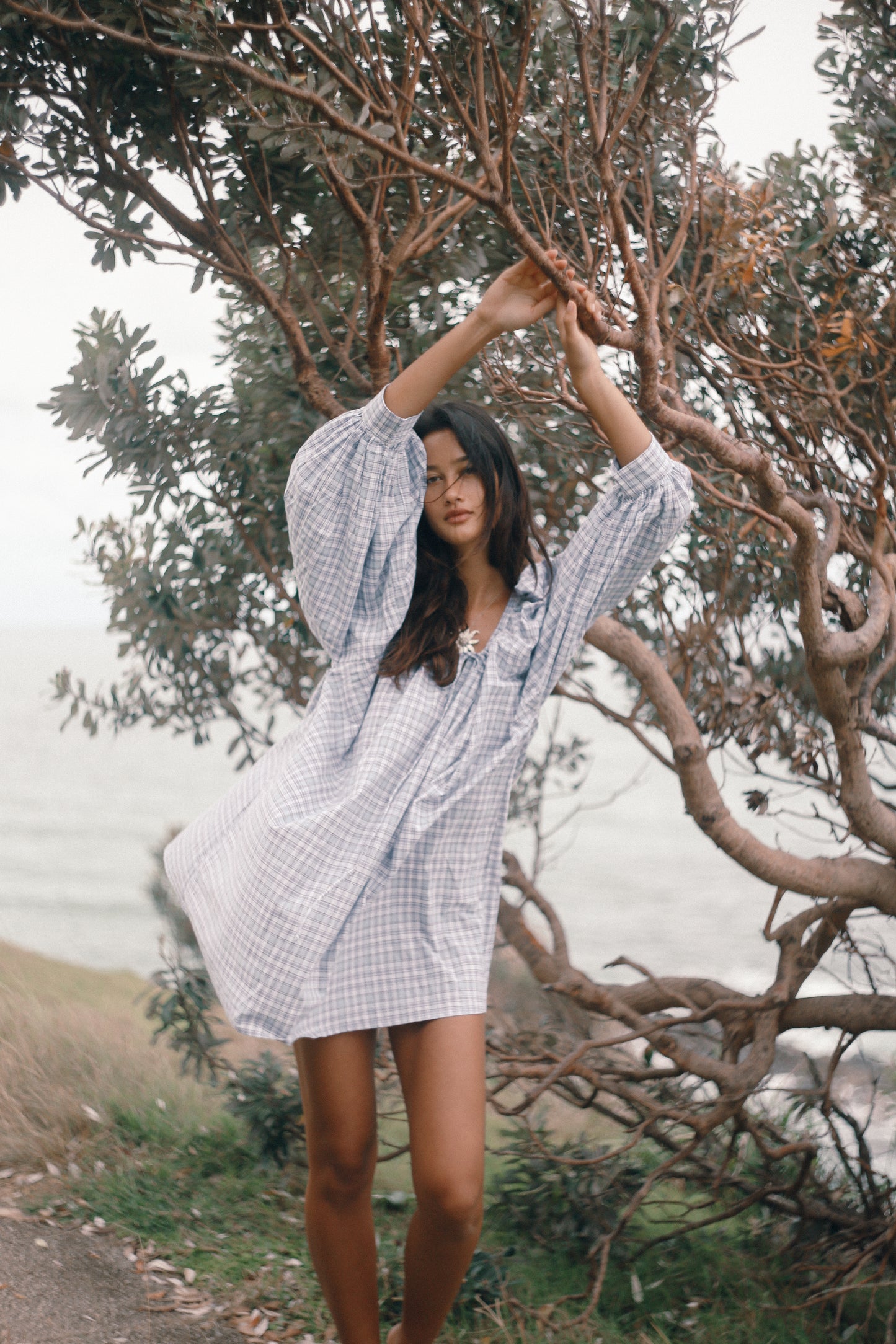 Bare Road - Clowdy Dress in Cloud Plaid