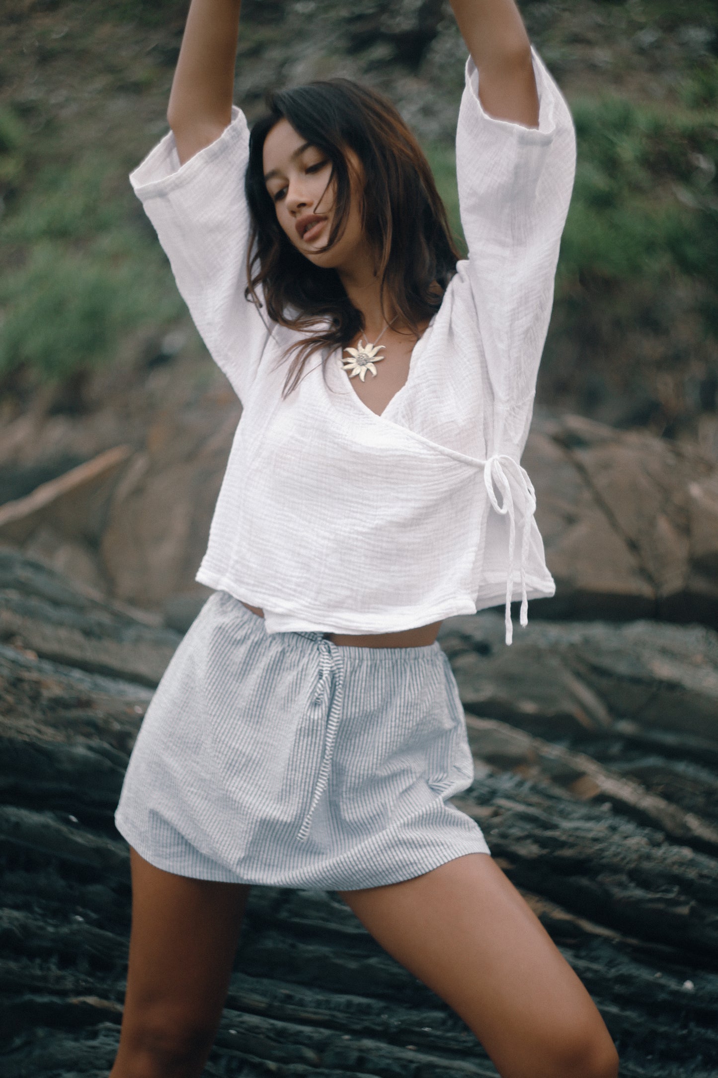 Bare Road - Fleur Skirt in Spirulina Stripe