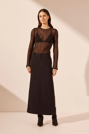 Shona Joy - Irena Side Split Maxi Skirt in Black