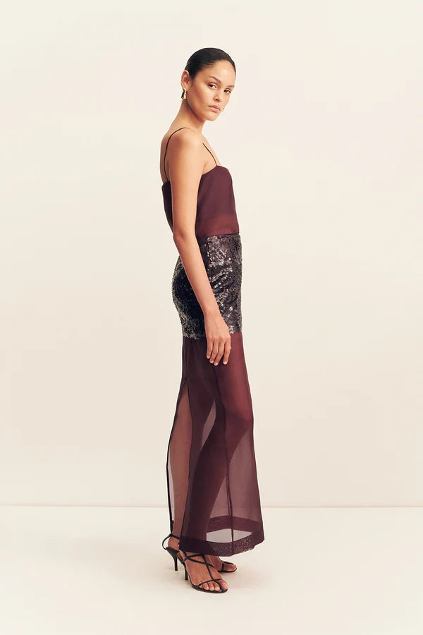 Shona Joy - Amerie Silk Sequin Maxi Skirt in Port Royale