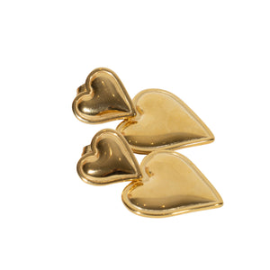 We Are Emte- Double Heart Earrings in Gold