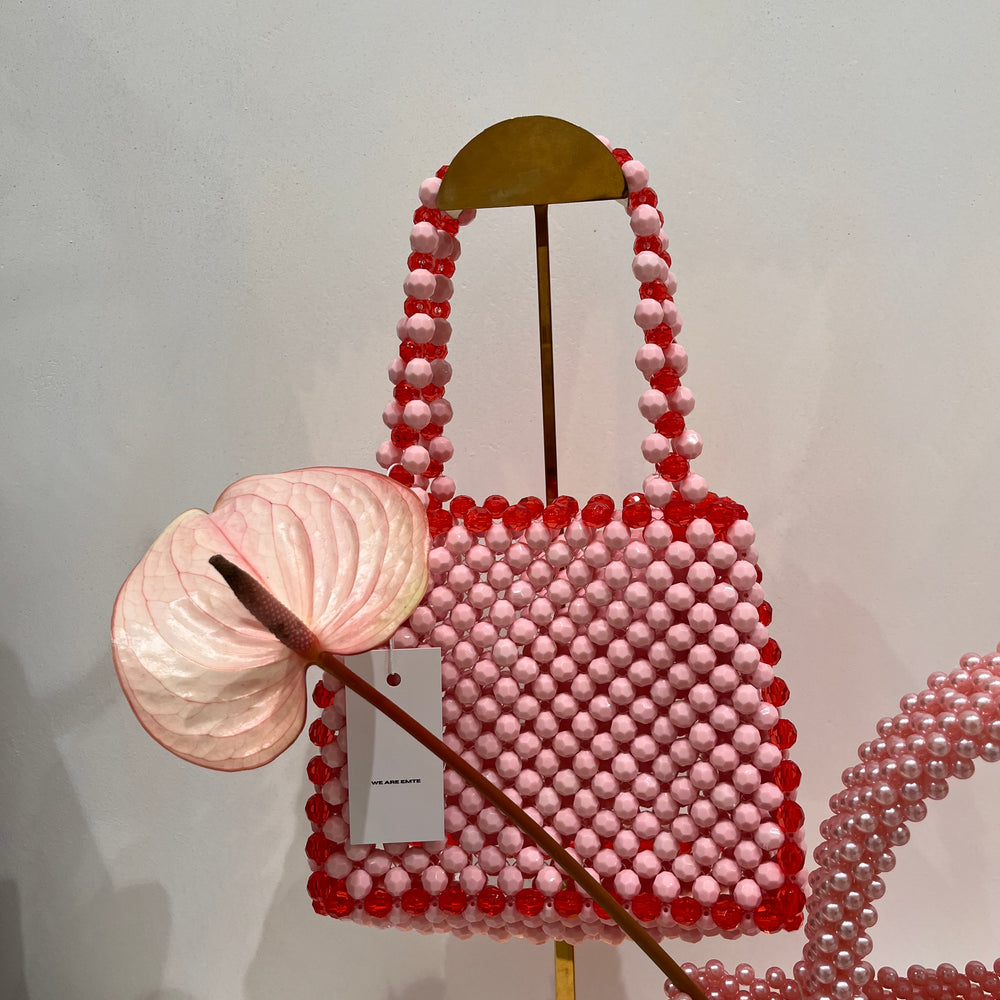 We Are Emte - Lola Beaded Bag (large) in Strawberry