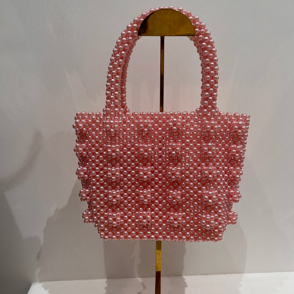 We Are Emte - Alba Beaded Bag in Pearl Pink